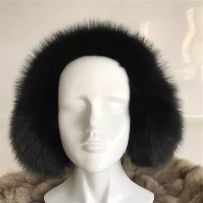 100% Real Fur Full Covered Fur Black Real Fox Fur Earmuffs HeadBand • $39