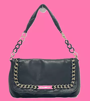 MICHAEL KORS Black Leather Small Handbag Gold Chain Accent **EUC** TRENDY/CHIC!! • $38