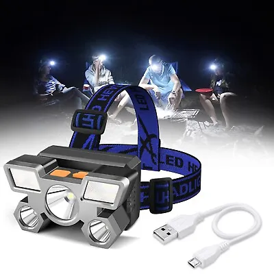 Head Mounted Strong Light Mining Lamp LED Light USB Rechargeable Light Torch • $10.98