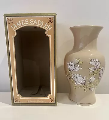 James Sadler England Vase With Magnolia Design Original Box 20cm Vintage • £24.99
