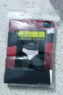 M&S Mens 5 Pack - Red And Navy Slip Briefs - Large  • £12