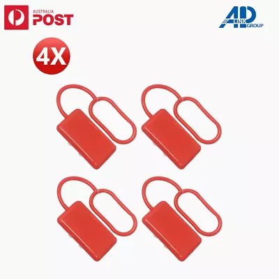 4x Red Dust Cap Cover 120AMP Anderson Style Plug Connectors Auto 4WD Caravan • $19.95