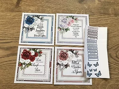 £2.99 • Buy Set Of 4 Handmade Female Birthday Card Toppers And Sentiments