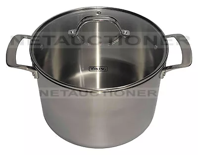 New VIKING 3-Ply Stainless Steel 8Qt Stockpot/Soup Pot & Glass Lid Professional • $114.99