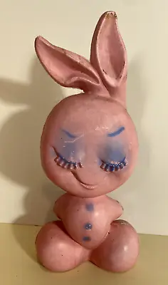 Vintage Groovy Blow Mold Plastic Rabbit Bunny Bank Easter Kitsch Pink Bank • $9