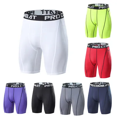 Men's Compression Short Leggings Sports Tight Pants Workout Gym Stretch Boxers • $10.99