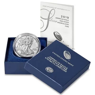 2019 W Burnished Silver Eagle In Box COA OGP • $58.99