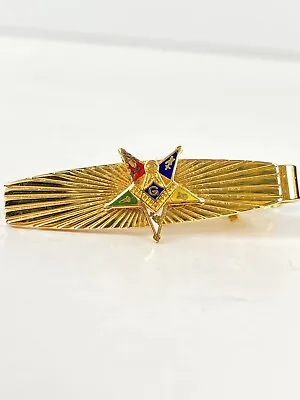 Masonic O.E.S. Tie Clip / Tie Bar - Gold Color Order Of The Eastern Star Symbol • $12.95