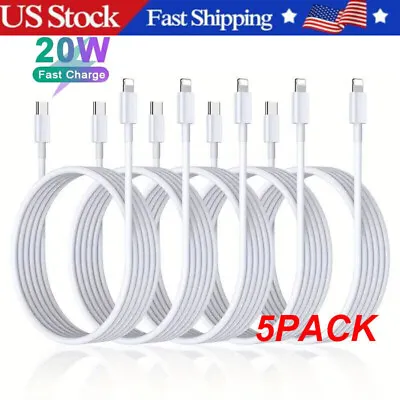 5 Pack PD Fast Charger Cable Cord Type USB C For IPhone 14 13 12 11 Pro Max XR • $9.39