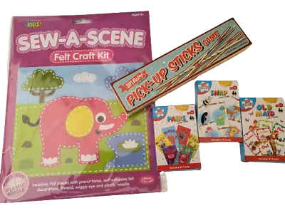 £6.99 • Buy Childrens Sew A Scene Sewing Kit 3 Card Games Pick Up Sticks Age 6+ Stocking