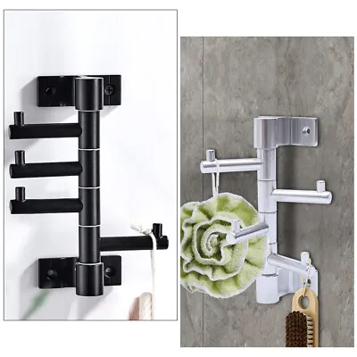 $13.18 • Buy Wall Mount Hanger For Coat Robe Hat Clothes 4 Swivel Arms Towel Rack US In Stock
