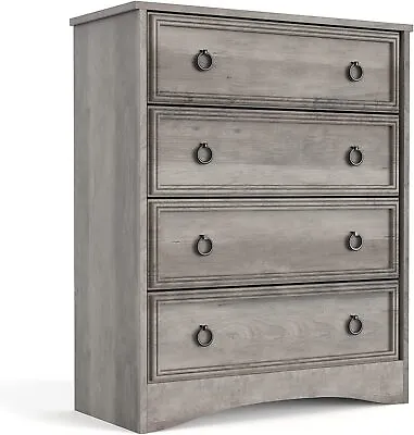 $149.99 • Buy Chest Of Drawers Dresser 4 Drawer Furniture Cabinet Bedroom Storage White Gray