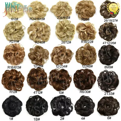 Real Natural Curly Messy Bun Hair Piece Scrunchie Hair Extension As Human Blonde • $7.59