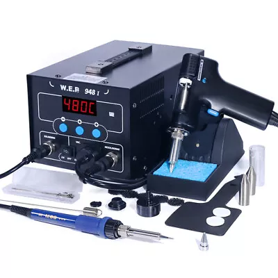 $128.25 • Buy 2 In 1 Soldering & Desoldering Rework Station Vacuum Pump Gun Soldering Iron Kit