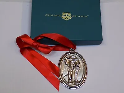 Slane & Slane Silver Metal Elephant Christmas Tree Holiday Ornament XL Medallion • $199.99