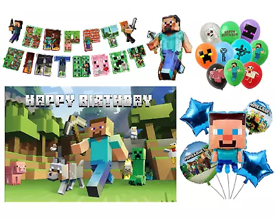 Minecraft Balloons Foil Latex Balloons Kids Theme Birthday Decoration • $31.07