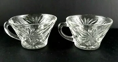 Anchor Hocking 2 Early American Prescut Oatmeal Clear Glass Cups  • $6.50