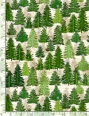 Christmas Pine Trees Rustic Tree Fabric Cotton Timeless Treasures C8657 By Yard • $10.98