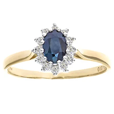 £115.96 • Buy Naava 9ct Yellow Gold Sapphire & Diamond Cluster Ring