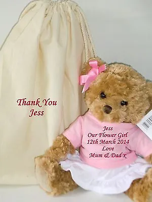 £24 • Buy Personalised Teddy Bear Bridesmaid Flower Girl Wedding Bridal Gift + Bag Favour