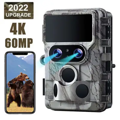 Campark 4K Dual Lens WiFi Wildlife Camera 60MP Hunting Trail Cam Night Vision • £87.33