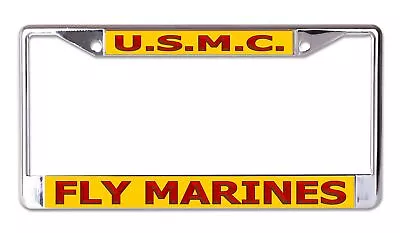 U.S.M.C. Fly Marines #2 Chrome License Plate Frame • $22.99