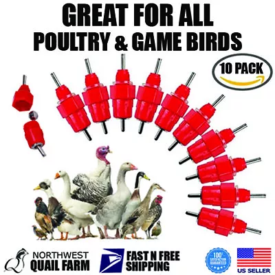 10 Vertical Poultry Water Nipples Drinker Chicken Waterer Chicks Hen Quail Birds • $7.95