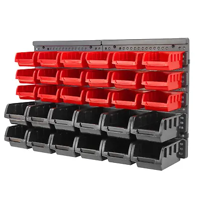 £28.49 • Buy 32 Pc Wall Mounted Garage Storage Bin Workshop Organiser Rack Diy Tool Boxes