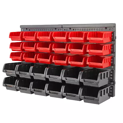 32 Pc Wall Mounted Garage Storage Bin Workshop Organiser Rack Diy Tool Boxes • £15.75