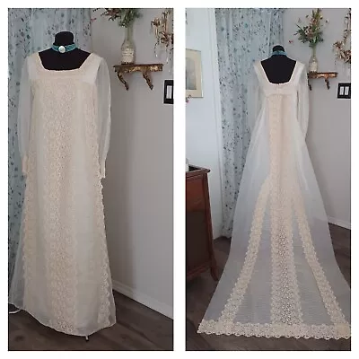 1960s 70s Renaissance Wedding Dress Vintage Gown Hippie Festival Oktoberfest S • $280