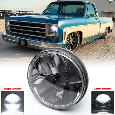 For Chevy C10 C20 C30 K10 G20 7  Inch Round LED Headlight Hi-Lo Beam Bulb Black • $46.99