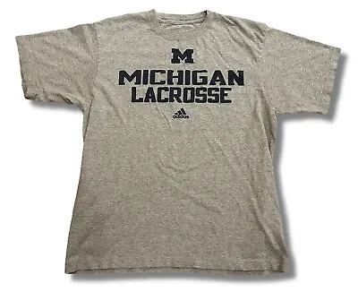 University Of Michigan Wolverines Lacrosse T-shirt Mens Medium Gray Adidas • $24.95