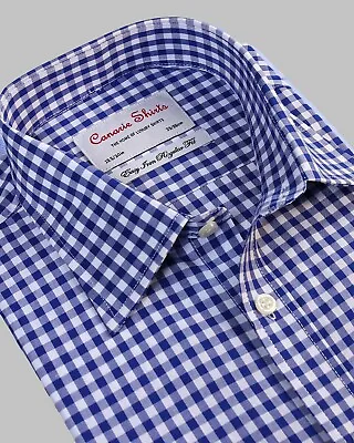 £19.99 • Buy Men's Formal Shirt Navy/Blue Gingham Luxury Easy Iron