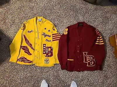 Vintage Father 1954 & Son 1977 Los Banos High School Letterman Wool Sweaters • $85