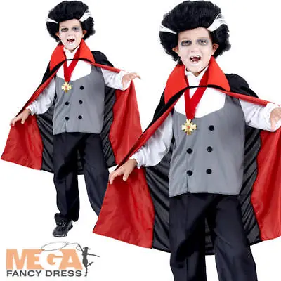 Classic Vampire Boys Fancy Dress Halloween Party Child Costume Outfit Age 3-10 • £8.99