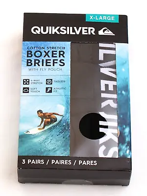 Quiksilver Black Cotton Stretch Boxer Briefs 3 In Package New Package Men's XL • $32.99