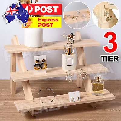 $25.95 • Buy 3 Layer Wooden Earring Display Stand Holder Jewelry Necklace Rack Organizer AU