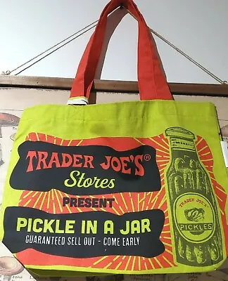 $15 • Buy Trader Joe’s Bag Reusable Heavy Cotton Green Pickle Shopping Bag Christmas Gift