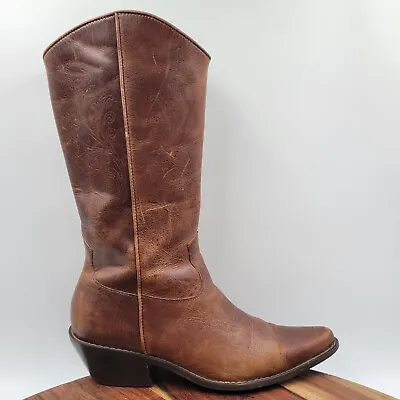 Matisse Boots Women's 6.5M Brown Leather Distressed Western Cowboy Pointed Zip • $49.97