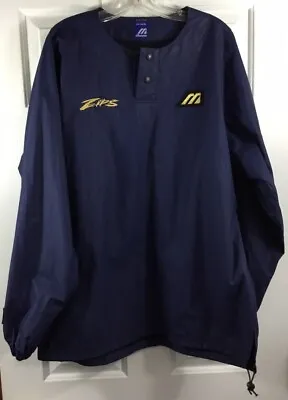 Mizuno Baseball Wind Rain Jacket Mens XL Akron U Zips Navy Long Sleeve 1/4 Snap • $22.46