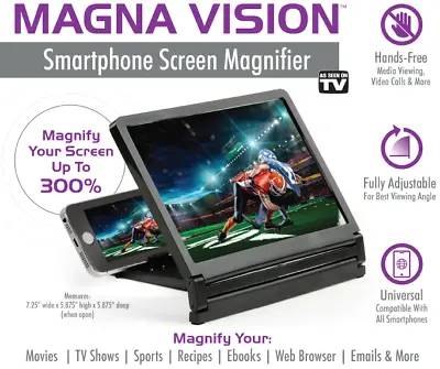 MAGNA VISION MOBILE SMART PHONE SCREEN Magnifier-ENLARGE SCREEN 300% • $12.99