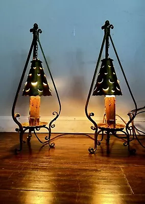 Antique Arts & Crafts Mission Spanish Pair Of Table Lights  • $225