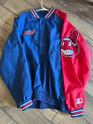 Vintage Starter Cleveland Indians Baseball Jacket Size Xl Diamond Collection • $20.50