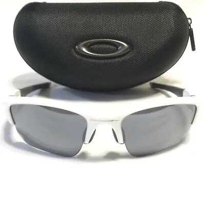 OAKLEY FLAK JACKET 1.0 SUNGLASSES White W/ Silver Icons & Black Iridium Lenses • $329.99