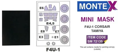 Montex 1/72 VOUGHT F4U-1 CORSAIR CANOPY & WHEELS PAINT MASK Tamiya • $3.50