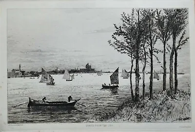 VENICE From The LIDO Heseltine Etching Original Antique Print 1880  • $180.29