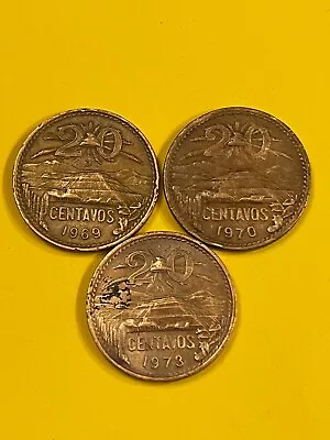 Mexico 20 Centavos 1969 -1970-1973 Cir. Free Shipping • $5