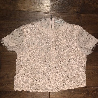 £1.99 • Buy Zara Trafaluc Top Size 10 Lace, Short Sleeve, Caramel Colour, Zip Back, Wedding