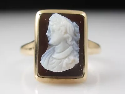 Antique Cameo Ring Victorian Period 10K Rose Gold Size 6 Estate Vintage • $195