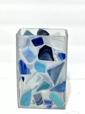 Decorative Mosaic Vase Rectangle Clear 2 Sides BlueMosaic 2 Sides 6 H 4 L 3.5 W • $15